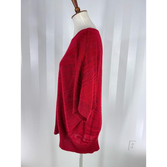 LINDA MATTHEWS Women’s Sparkling Red Lightweight Sweater Sz 1X - Picture 3 of 8